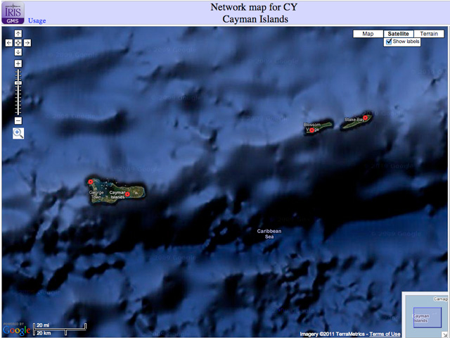 Screenshot of the network map for the Cayman Islands
