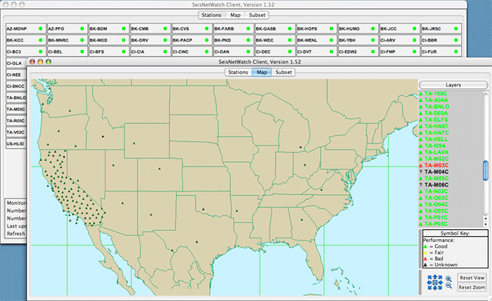 USArray SeisNetWatch interface