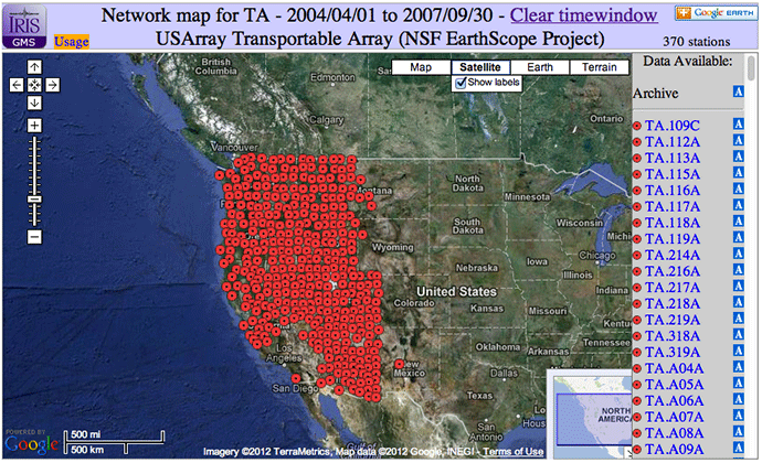 Screenshot of the Google Mapping Service
