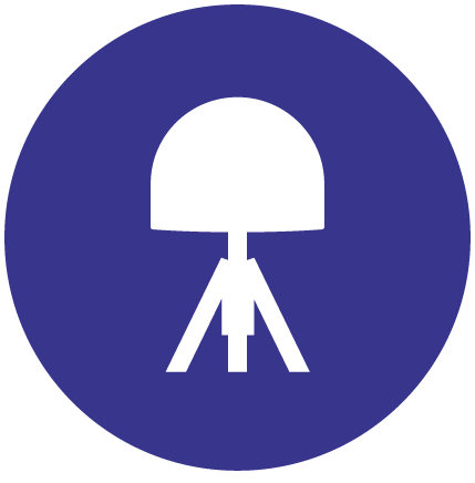 Icon with outline of GPS antenna.