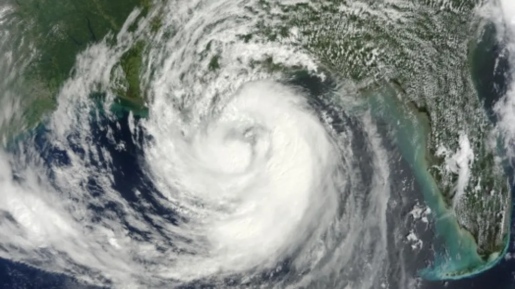 Satellite image of Hurricane Isaac making landfall in 2012. 