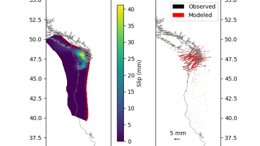 Two map plots of of the Cascade subduction zone.