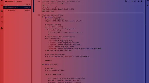 Screenshot of JupyterHub with a notebook open.