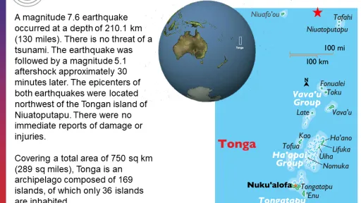 M 7.6 Tonga