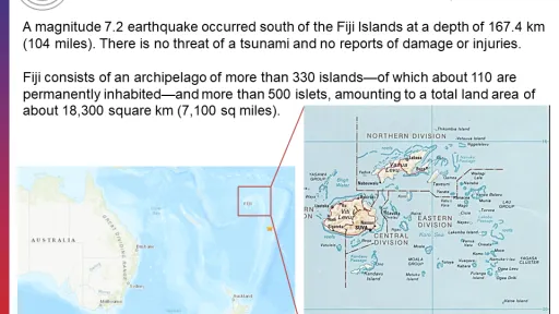 M 7.2 south of Fiji