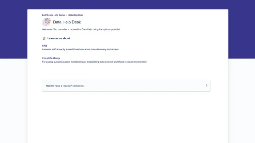 data help desk webpage screenshot