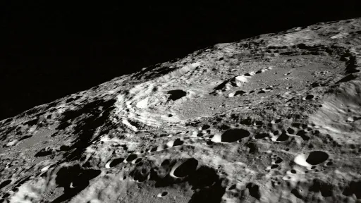 Image of the lunar surface showing crater topography. 