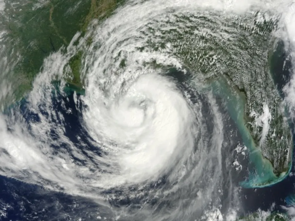 Satellite image of Hurricane Isaac making landfall in 2012. 