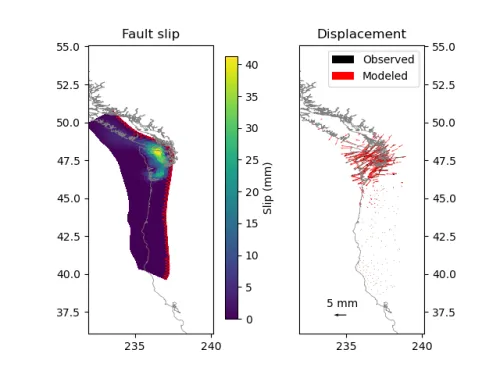 Two map plots of of the Cascade subduction zone.