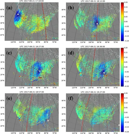 sequence of six maps showing total electron content