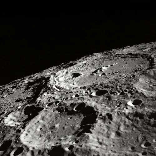 Image of the lunar surface showing crater topography. 
