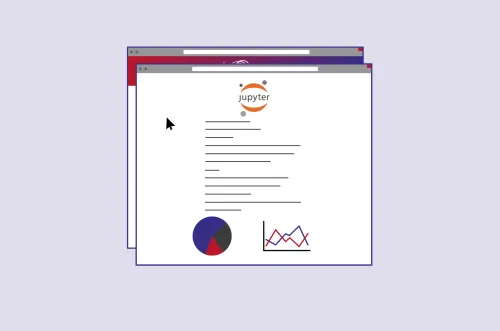 Illustration of a browser window displaying a Jupyter notebook.