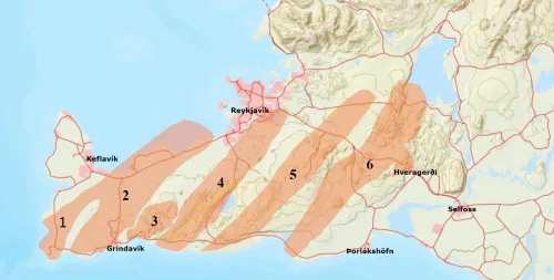 Map with 7 stripes numbered.