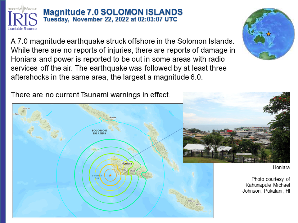 M 7.0 Solomon Islands