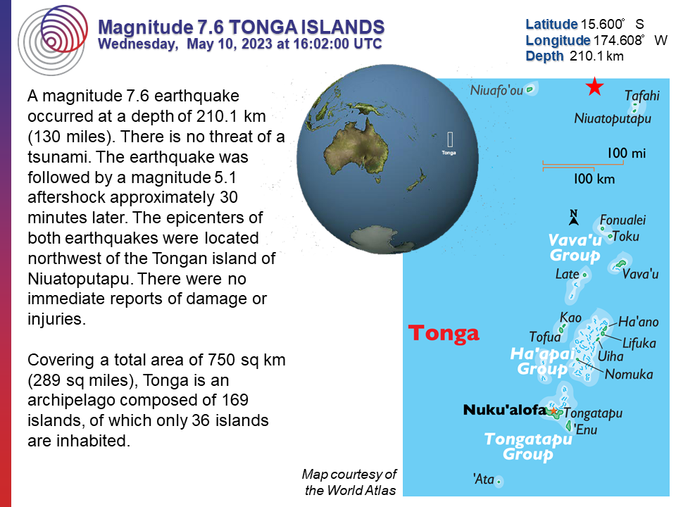 M 7.6 Tonga