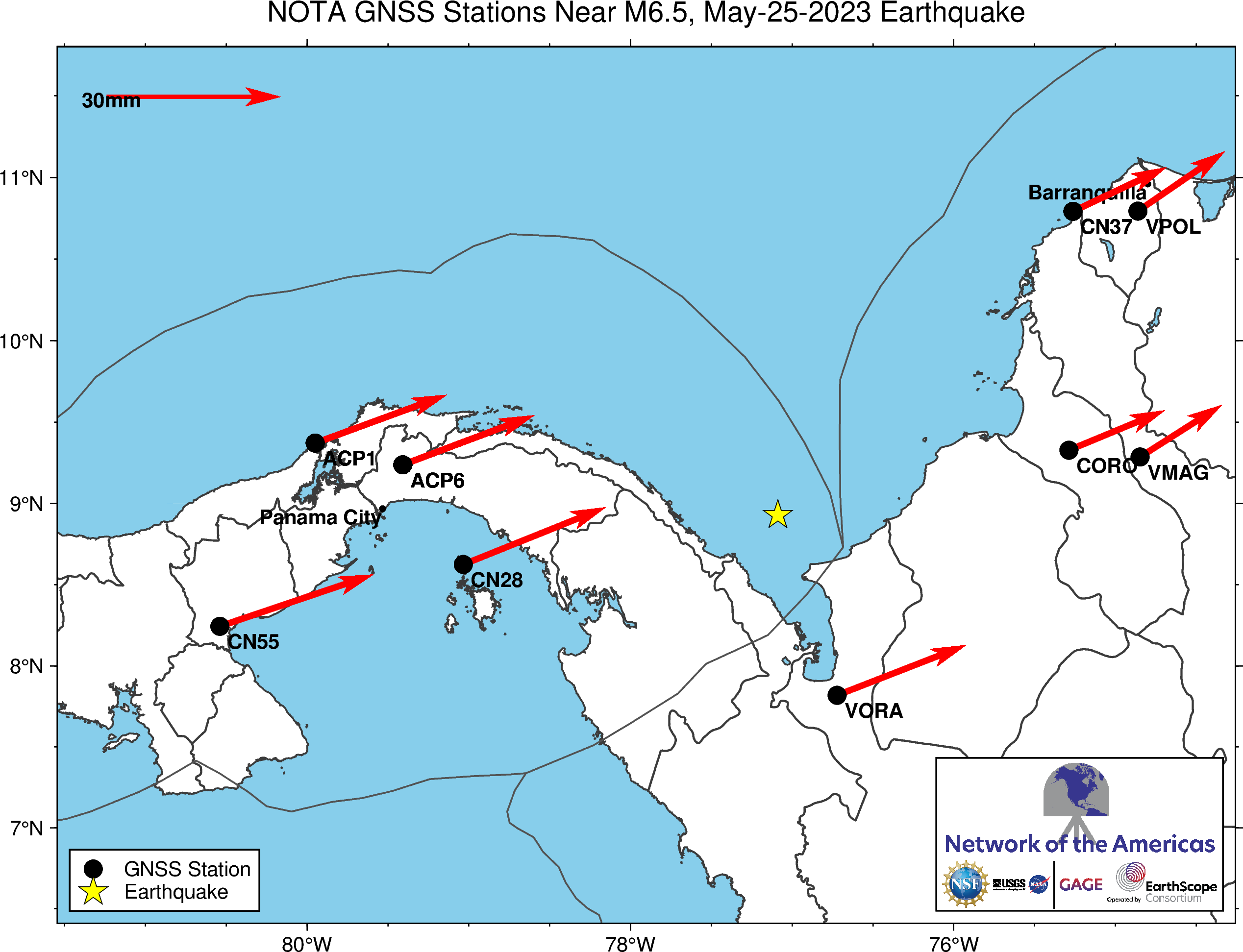 Long-term GPS station velocities